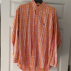 Ralph Lauren Orange and Pink Plaid Shirt